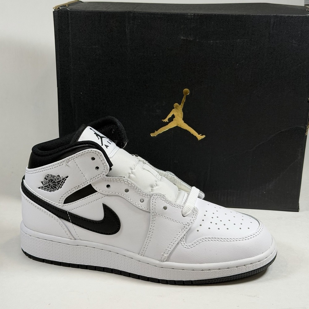 Nike Size-5 Y Kids Air Jordan 1 Mid GS Retro Reverse Panda White Black